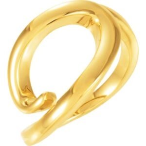Gold-colored ring with a double-band design, curved and overlapping