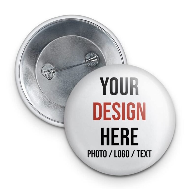 Two custom buttons, one showing the back, the other with design text