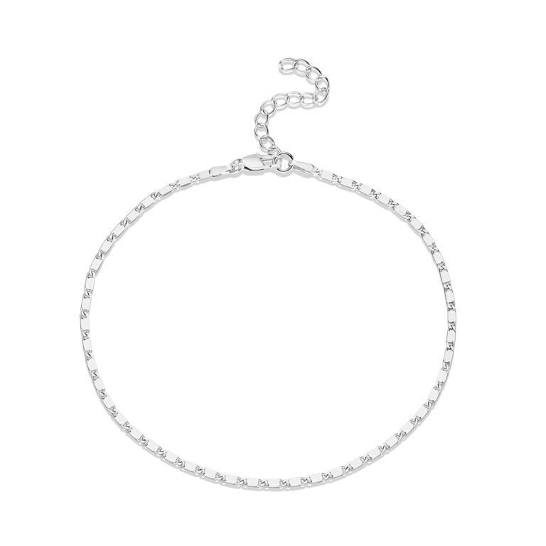 Silver anklet with a delicate chain and adjustable clasp