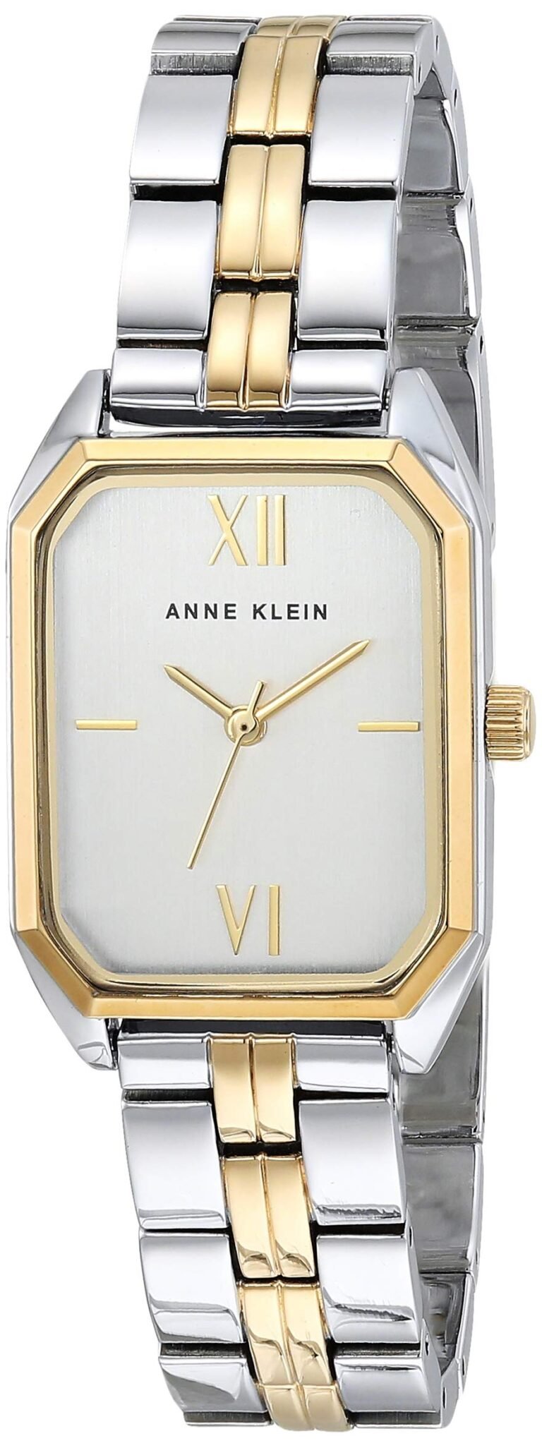 Anne Klein two-tone wristwatch with gold accents and Roman numerals on face